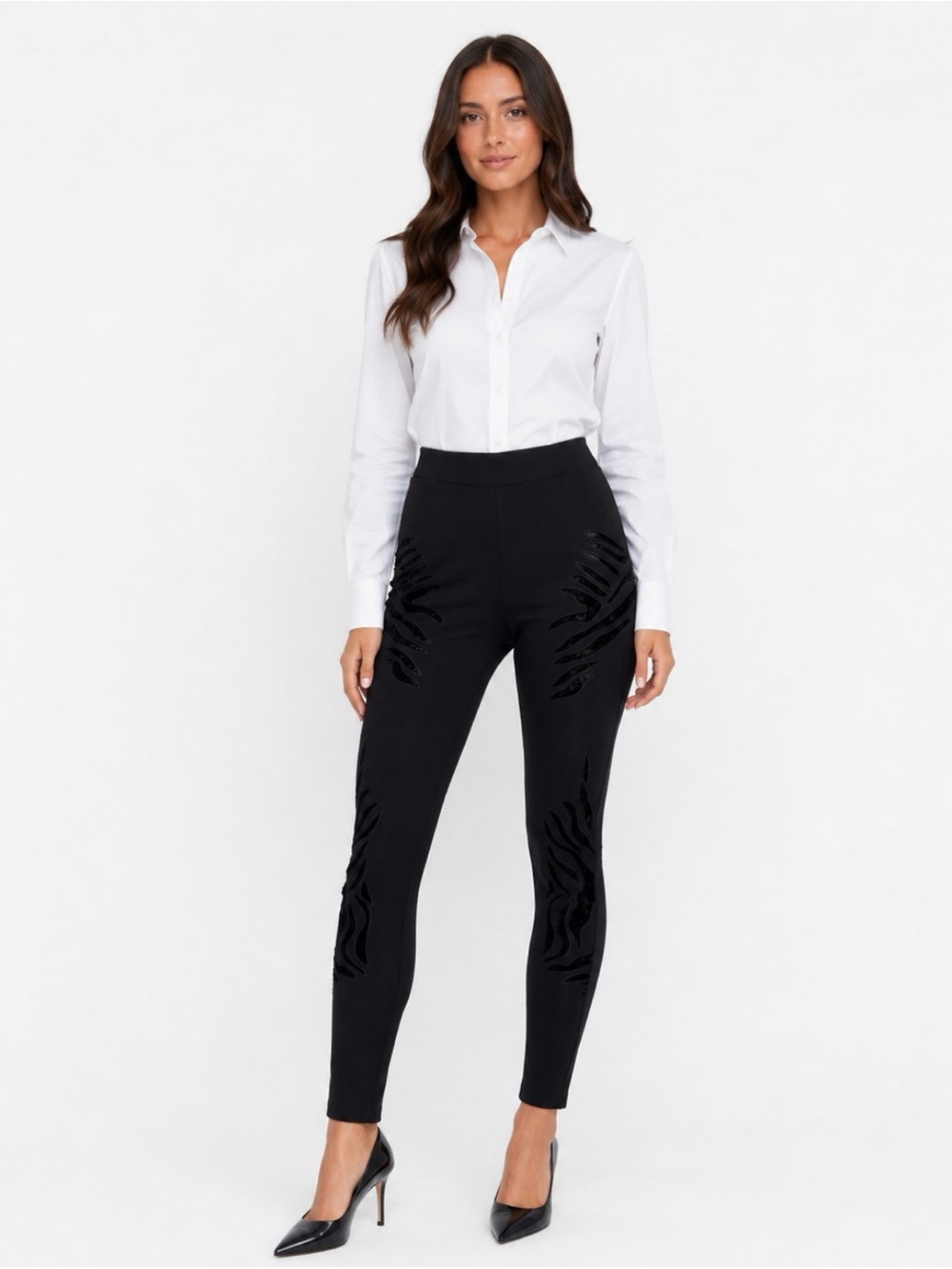 Diane Von Furstenberg Lendra Black Ponte Pants Stretch Ankle Side Zip Size 6
